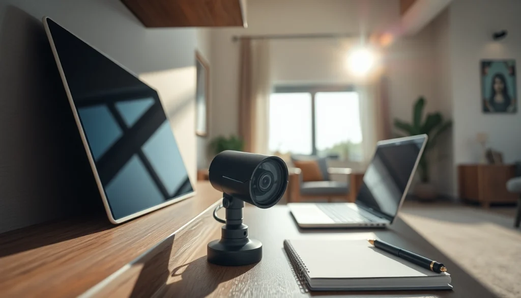 Capture hidden activities with this sleek caméra espion presented in a secure home setting.